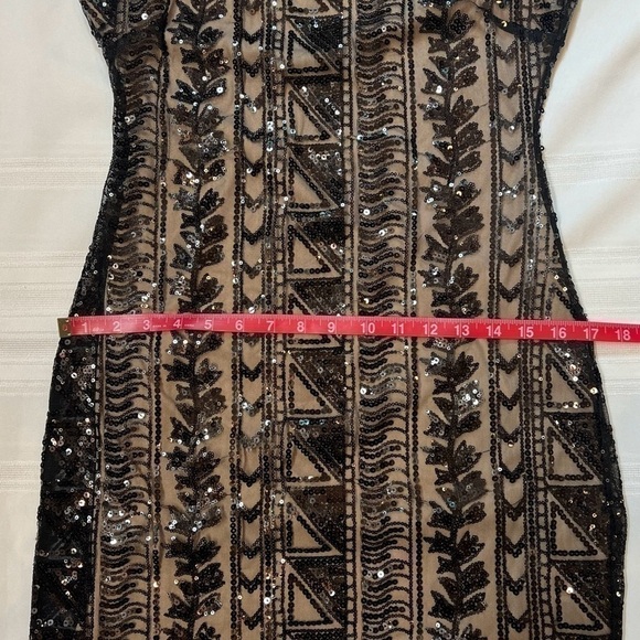 SALE Body Central Bodycon Black‎ Sleeveless Sheer Sequined Lined Dress Sz M EUC - Picture 8 of 14